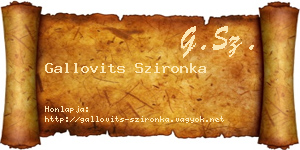 Gallovits Szironka névjegykártya